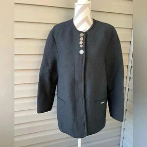VTG- GEIGER Austria Women’s Black Boiled Wool Coat Jacket Sz 36/ S-M